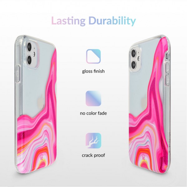 Pink Geode Glitter Clear iPhone Case