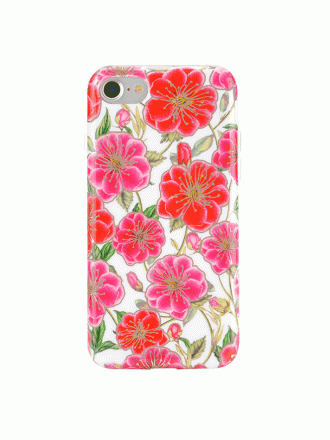 Funda Floral Cromo Oro Rosa Hibiscus Blanco para iPhone